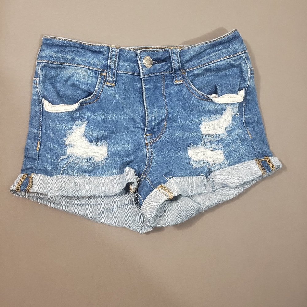 Pacsun Super Stretch Distressed Women's Jean Shorts Medium Wash, Size 23